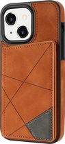 Hoesje geschikt voor iPhone 15 - Backcover - Pasjeshouder - Portemonnee - Camerabescherming - Stijlvol patroon - TPU - Oranje