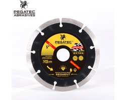 Pegatec High Performance - 3 Stuks - Diamantschijf Gesegmenteerd - Droog/Nat – O.A. Geschikt voor verschillende Steensoorten, Beton, Bestrating, Dakpannen Etc. - 125mm - Asgat 22,2mm - Voor Haakse Slijper/Slijptol