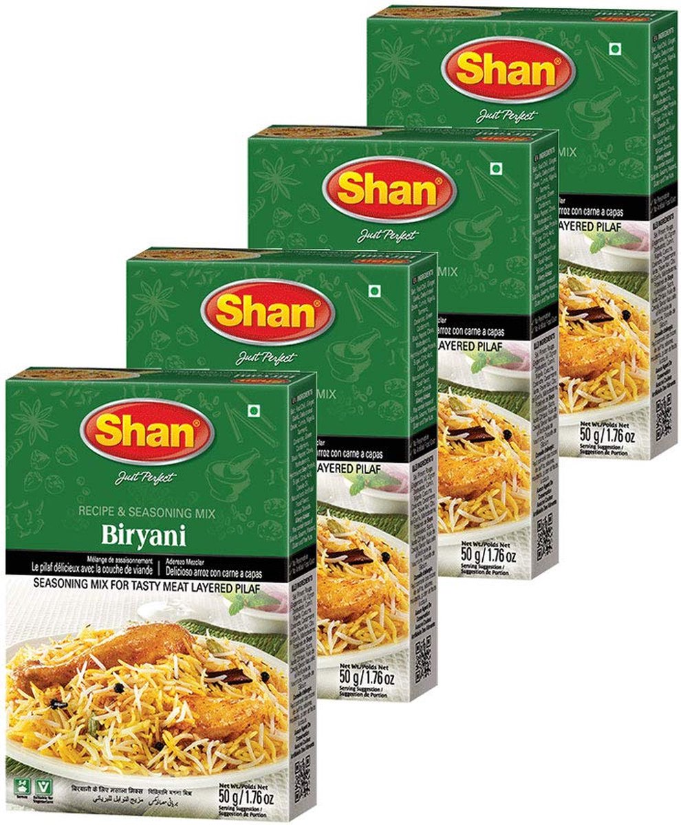 Shan Biryani Masala Seasoning Mix for Spicy Meat Layered Rijst | Rijst Kruiden Mix (Pack of 4)