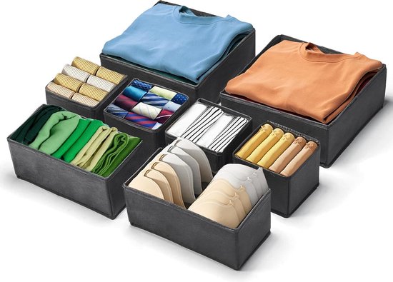 8 stuks kledingkastorganizer, opvouwbare kastorganizer, lade, stoffen lade organizer, opbergbox voor sokken, stropdassen, beha's