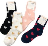 Smiling Socks Hearts and Love Sokken - 4 Paar - Grappige Kousen voor Heren en Dames - One size fits all