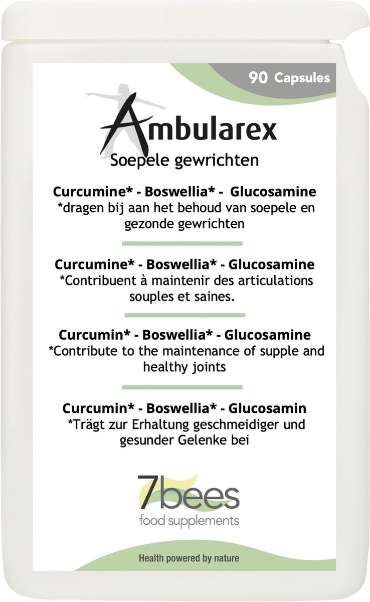 Goedkoopste 7Bees | Ambularex 90 capsules | Voor soepele gewrichten | Curcumine (BCM-95®) - Boswellia (Aprèsflex®) - Glucosamine (vegan) | 100 Plantaardig zonder enige toevoeging