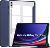Case2go - Tablet hoes geschikt voor Samsung Galaxy Tab S9 Plus/S9 FE Plus (2023) - Acrylic Trifold case met Auto/Wake functie en Magneetsluiting - Donker Blauw