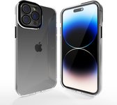 Coverzs telefoonhoesje geschikt voor Apple iPhone 14 Pro Max hoesje - camera cover - doorzichtig hoesje met opstaande rand rondom camera - optimale bescherming - zwart