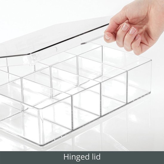 2 Stuks Theebox, 16 Vakken, Stapelbare Theezakjes, Theehouders Met Deksel Theezakdozen Van Kunststof Luchtdichte Theeopslag Voor Koffiepads Organizer Box Transparant