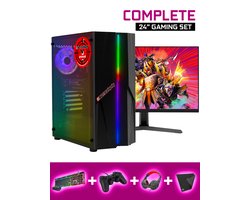 ScreenON - Gaming Set - X10099 - (GamePC.X10099 + 24 Inch Monitor + Toetsenbord + Muis, Controller, Headset & Muismat) + WiFi & Bluetooth