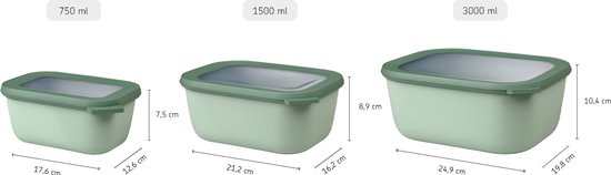 Mepal Multischüssel-Set CIRQULA eckig, 3-teilig in nordic sage (750 1500 3000 ml) ab 22,79 € | Preisvergleich bei
