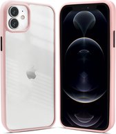 Coverzs telefoonhoesje geschikt voor Apple iPhone 12 / 12 Pro hoesje - doorzichtig acryl telefoonhoesje met gekleurde silicone rand - optimale bescherming - roze