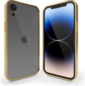 Coverzs telefoonhoesje geschikt voor Apple iPhone Xr hoesje clear soft case camera cover - transparant hoesje met gekleurde rand - goud