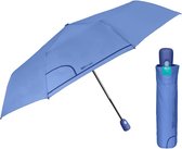 Vouwparaplu Blauw voor Dames - Automatische Open en Dicht Opvouwbare Paraplu Effen Kleur - Bestendige Compacte Reisparaplu Windbestendig Opvouwbaar - Diameter 98 cm - Perletti (Blauw Violet)