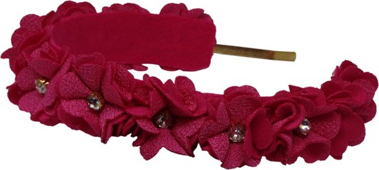 Jessidress® Haardiadeem met bloemen Haarbloemen met strass Hoofdband Haar diadeem met steentjes haarbloemen Haarband - Donker Roze