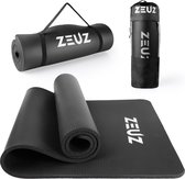 ZEUZ Yoga Sport Mat 180 x 60 x 1,5 CM voor Fitness & CrossFit – Yogamat, Fitnessmat, Sportmat & NBR Fitnessmat Incl. Draagtas - Zwart