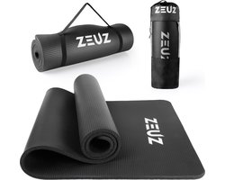 ZEUZ Yoga Sport Mat 180 x 60 x 1,5 CM voor Fitness & CrossFit – Yogamat, Fitnessmat, Sportmat & NBR Fitnessmat Incl. Draagtas - Zwart