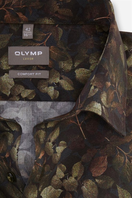 Olymp overhemd bruin geprint - 44