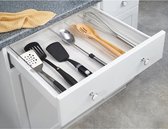 Lade-indeling - bestekbak - voor keukengerei, bestek, spatels en keukenaccessoires - uitschuifbaar/plastic - doorzichtig