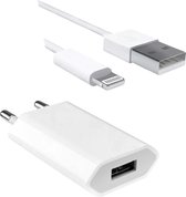 INFY USB-A adapter - geschikt voor iPhone - Power Adapter - Geschikt voor iPhone 14, 13, 12, 11, XR, XS, X, 8, SE - Inclusief USB naar Lightning Kabel - WIT