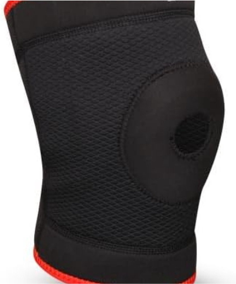 NIVIA Orthopedische Patella Instap Kniebrace (Zwart/Rood, Maat - Klein) | Materiaal - Neopreen | Pijnverlichting, Gym, Sport, Oefening, Training, Fietsen