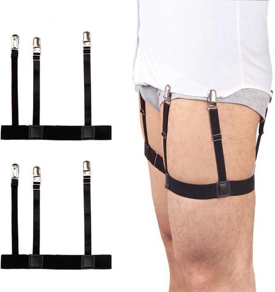 CHPN - Bretels - Zwart - Elastische Bretels voor overhemd - Braces - Mannen accessoire - Overhemd bretels - Universeel
