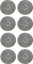 Krumble Placemat rond - Placemats - Onderleggers - Onderzetters - Tafelaccessoires - Set van 8 - Diameter 36 cm - Zilver/grijs