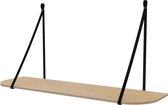 Leren plankdragers 'smal' - Handles and more® - ZWART - 100% leer - set van 2 / excl. plank (leren plankdragers - plankdragers banden - leren plank banden)
