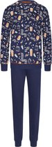 Warme heren pyjama popcorn Robin - Blauw - Maat - S