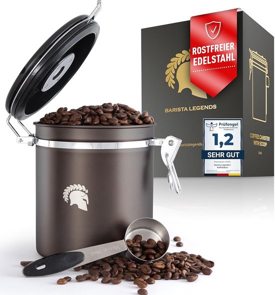 Boîte à Café Hermétique 500ml Avec Valve - Garde Tes Grains Frais Et Affiche La Date !