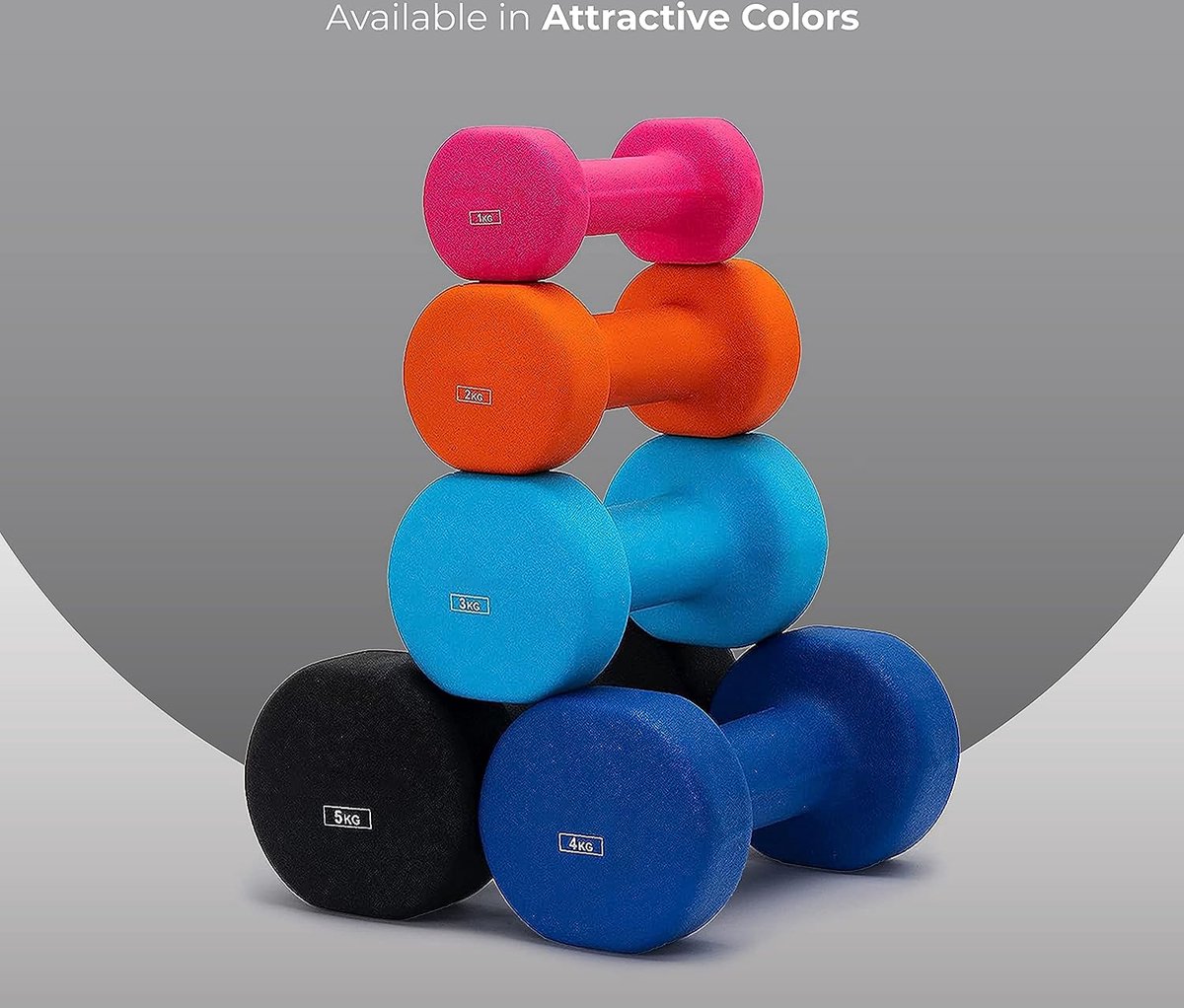 ab.Neoprene Dumbbells Pair Set of 2 (Black, 5 Kg) Material-Vinyl | Skin Friendly | Exercise and Fitness for Womens and Mens at Home/Gym | Adjustable Workout | Build Strength | Excellent Training Features – foto 4