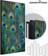 Akoestische panelen - Geluidsisolatie - Akoestische wandpanelen - Akoestisch schilderij AcousticPro® - paneel met pauw veren - design 376 - basic - 160x230 - Wit- Wanddecoratie - woonkamer - geluidsdemper - studio schuim