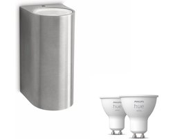 Philips Hue Nightingale Wandlamp voor Buiten Up & Down (Roestvrij Staal) - Buitenlamp - GU10 -…