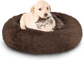 Hondenbed Donut Hondenmand Fluffy Hondenkussen Superzacht en Luxe Donut Hondenmand Koffie 60CM