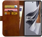 Rosso Element Book Case Wallet Hoesje Geschikt voor Oppo Reno 10 | Portemonnee | 3 Pasjes | Magneetsluiting | Stand Functie | Bruin