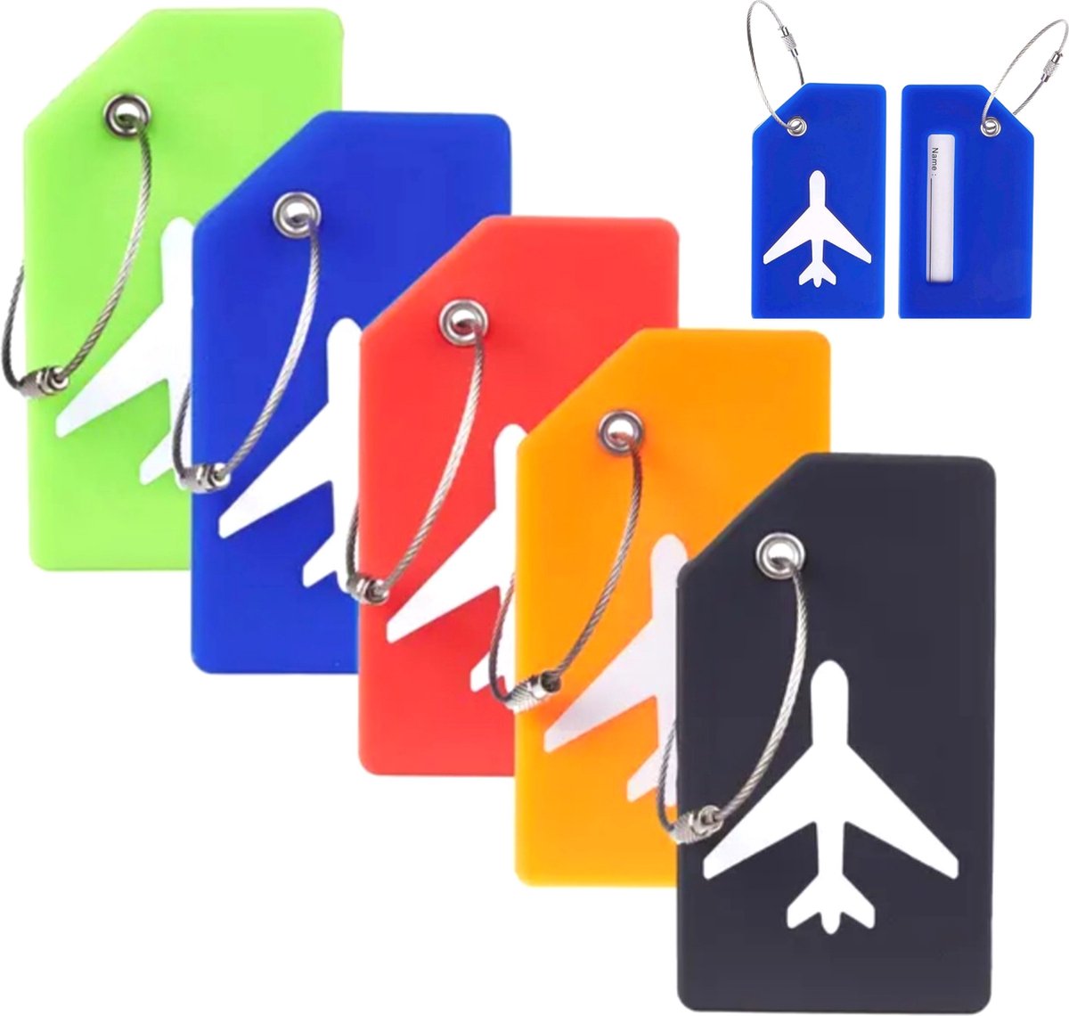Frazimashop- Kofferlabel Silicone - 5 stuks - Reiskoffer Reisaccessoire - Bagagelabel - Adres Label