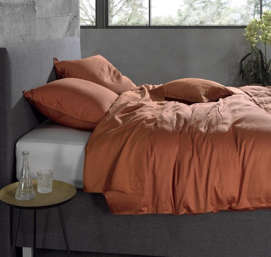 ZoHome Satinado Dekbedovertrek - Lits-jumeaux - 240x200/220 cm - Copper Orange