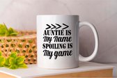 Mok Auntie is mi name spoiling is my game - AuntLife - Gift - Cadeau - AuntieLove - AuntieTime- AuntieVibes - AuntLifeBestLife - TanteLeven - TanteLiefde - TanteLevenBesteLeven - TanteVibes