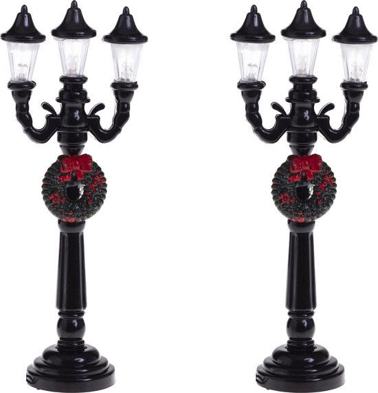 Feeric lights and christmas kerstdorp straatlantaarns - 2x st - H10 cm