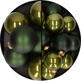 Othmar Decorations kerstballen - 36x st - donker olijf groen - glas - mix 6 en 8 cm - mat/glans