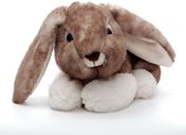 Inware pluche konijn/haas knuffeldier - bruin - liggend - 24 cm - Dieren knuffels