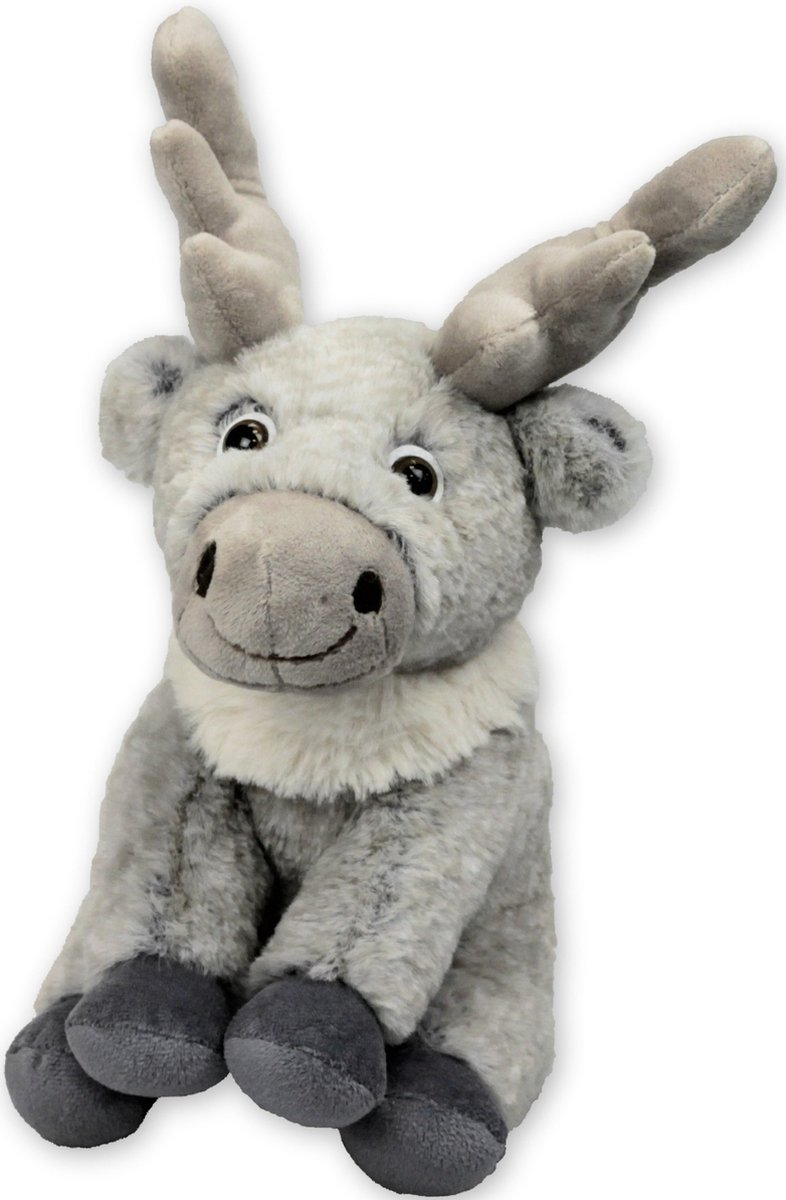 Inware pluche eland rendier knuffeldier - grijs - staand - 22 cm - Dieren knuffels