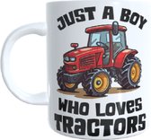 Koffie beker - thee mok - just a boy who loves tractors - boer - boerderij