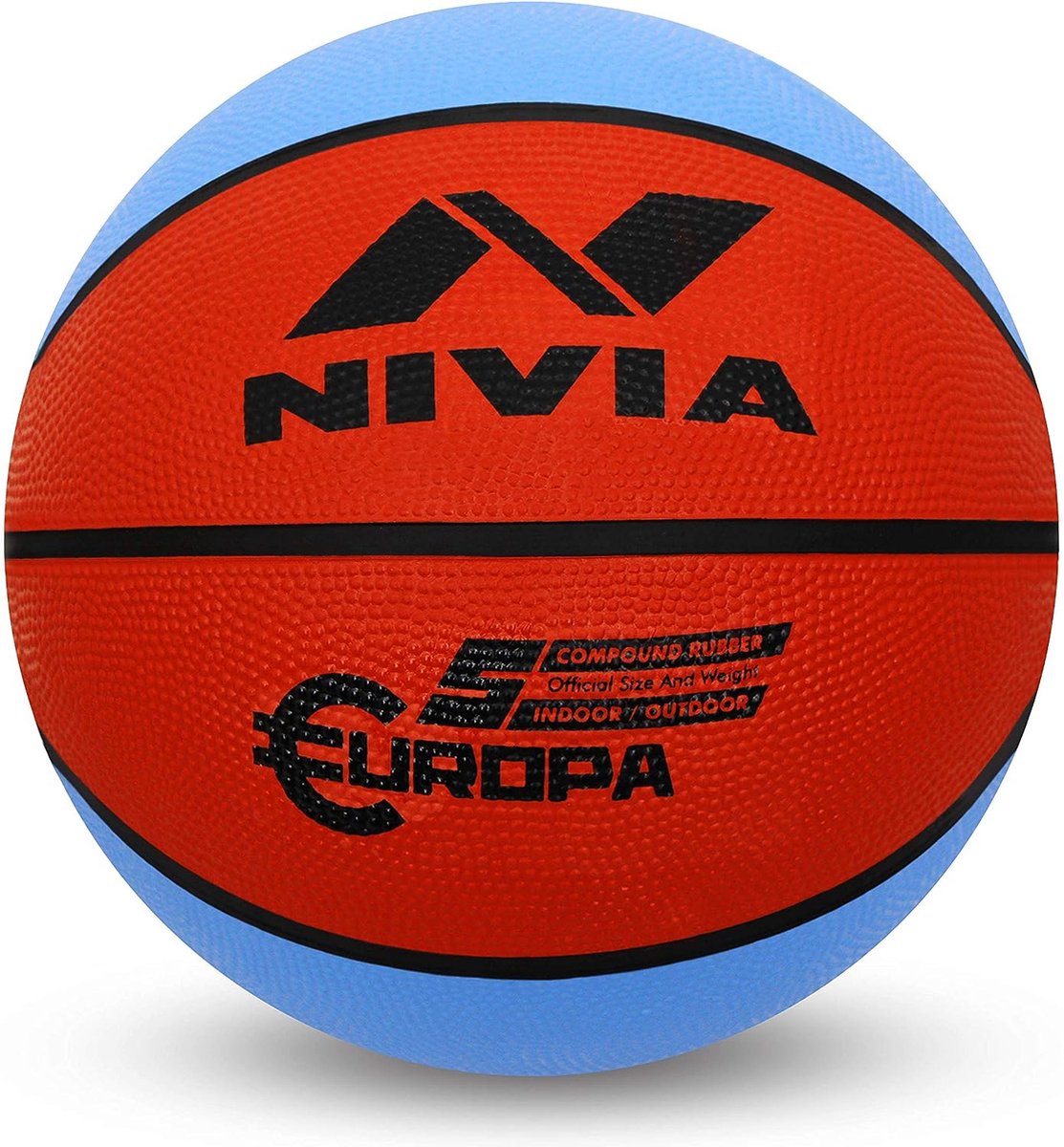 Nivia 634 Europe Basketball (Multicolour, Size 7) Material-Rubber | Ideal For: Training/Match | Machine Stitched | Universal Design