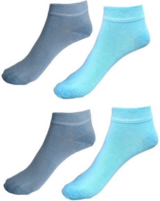 La Pèra - Sneakersokken – Sokken Dames - Bamboe – Lila – Turquoise - 4 paar maat 36-40