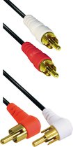 Powteq - 1.5 meter premium composiet audio kabel - 1 kant haakse stekkers - Gold-plated - 2 x RCA / 2x tulp - Stereo audio