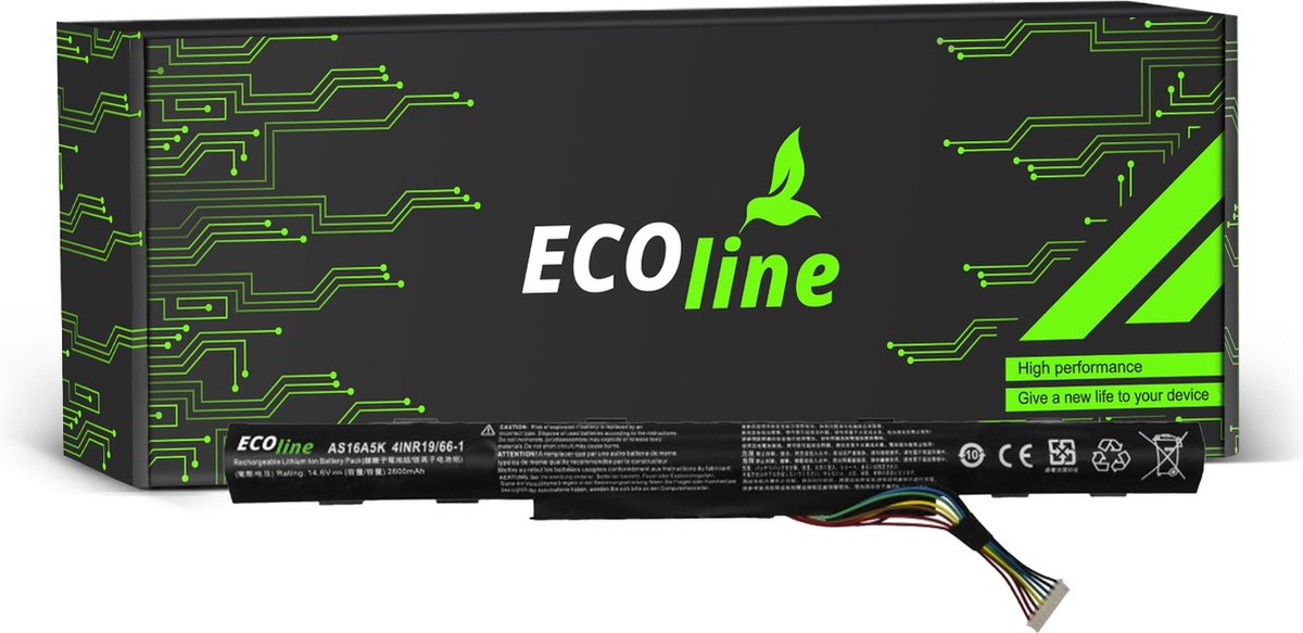 EcoLine - AS16A5K Batterij Geschikt voor de Acer Aspire E15 E5-553 E5-553G E5-575 E5-575G F15 F5-573 F5-573G / 14.6V 2600mAh.