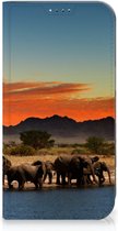 Telefoon Hoesje Geschikt voor iPhone 15 Wallet Book Case Olifanten