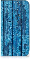 Telefoonhoesje Geschikt voor iPhone 15 Plus Magnet Case Wood Blue