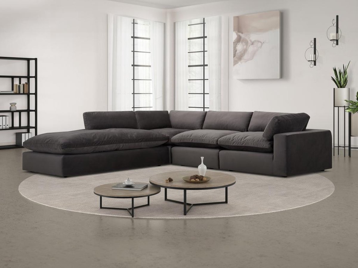 Grand canapé d'angle avec coin gauche en velours gris anthracite AMAURY L  340 cm x H... | bol.com