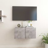 The Living Store Hangende TV-kast - Betongrijs - 60 x 30 x 30 cm - Hifi-kast met 2 vakken