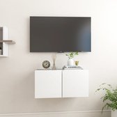 The Living Store Wandmeubel - Hangende televisiekast - Hifi-kast - 60 x 30 x 30 cm - Wit - Bewerkt hout
