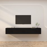 The Living Store TV-wandmeubel - 3 stuks - zwart - 80 x 34.5 x 40 cm - Duurzaam hout - Wandgemonteerd
