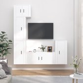 The Living Store TV-meubelset s - TV-meubel 57 x 34.5 x 40 cm - TV-meubel 40 x 34.5 x 80 cm - TV-meubel 100 x 34.5 x 40 cm - wit - bewerkt hout - stevig - praktisch